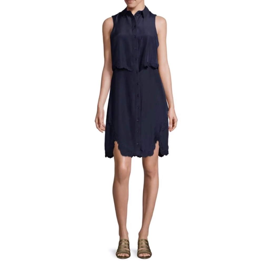 Parker Overlay Shirtdress Aquarius Blue Sz L